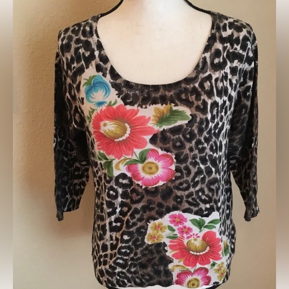 Boston Proper small floral animal print top.